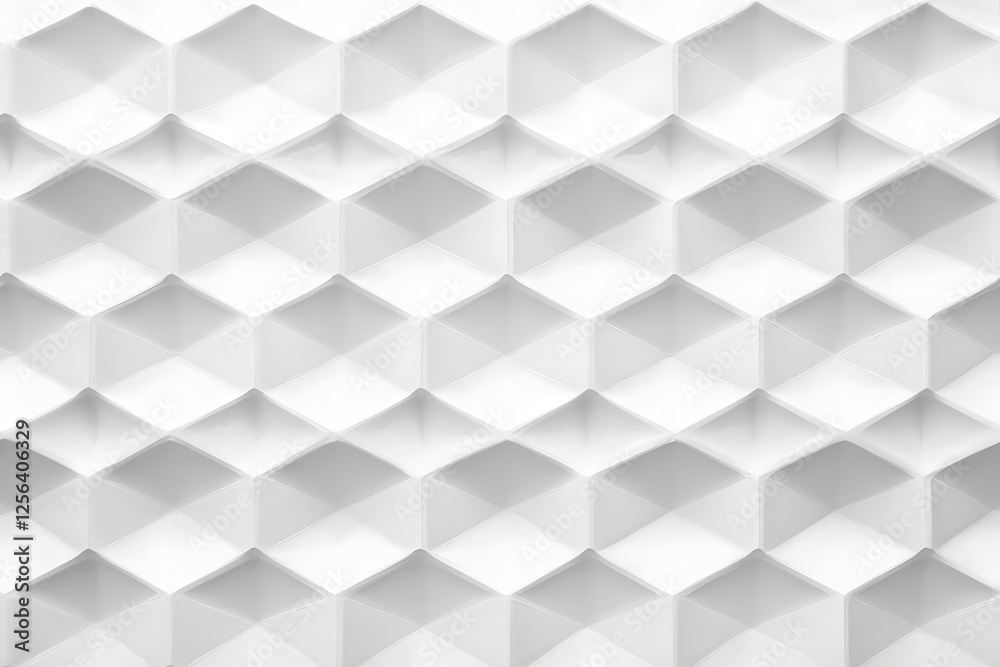 Poster white geometric pattern with repeating diamond-like shapes. abstract design with light and shadow. m