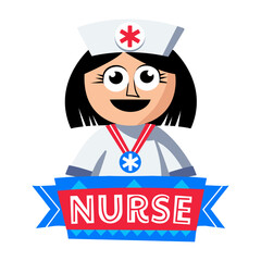 A flat sticker of nurse character 