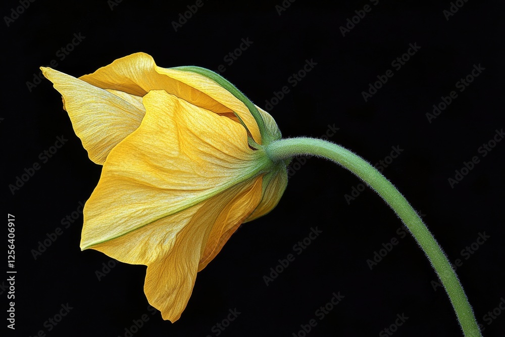 Wall mural Delicate orange flower showcasing intricate petal textures against a neutral background