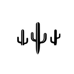 Abstract depiction of three cacti against a white background, with minimalistic design.
