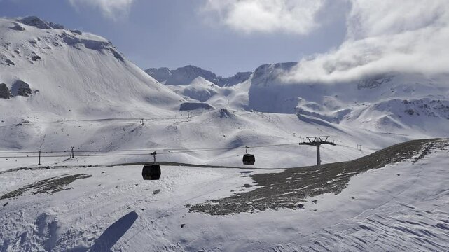 Ski lift snow. High quality video