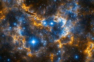 Obraz premium Bright blue sky with fluffy clouds and shimmering stars during the day at a serene location