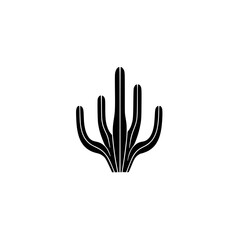 Abstract Black Cactus Silhouette on White Background
