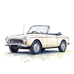 Triumph TR6 Watercolor Flat Illustration | Classic Sports Car Artwork for Logos & Digital Designs  
