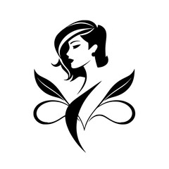 Elegant Silhouette: Woman's Profile with Floral Motif
