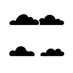 Black silhouette cloud with four clouds, set against a white background.