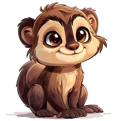 Playful Squirrel Monkey in Cartoon Style on Transparent Background