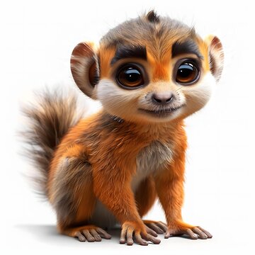 Adorable Cartoon Squirrel Monkey with Big Eyes and Sweet Expression