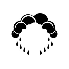 Black and white image of a cloud raining