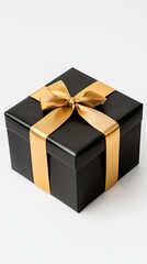 themed luxury gift box , Elegant black gift box with golden ribbon.