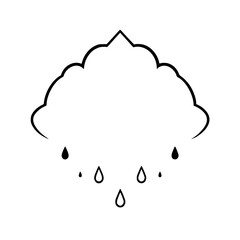Clean, Minimalist Illustration of Rain, Black Line Art on White Background.