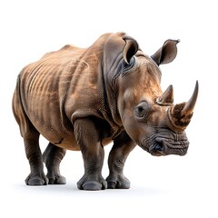 Obraz premium Detailed Rhino Artwork Showcased Against a Clean White Backdrop