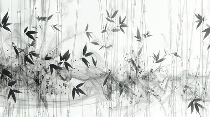 Obraz premium A monochrome image features a lush green plant surrounded by a dark backdrop