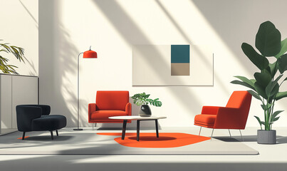 Designer office suite featuring minimalist furniture and sleek decor, inspiring modern productivity and creative collaboration