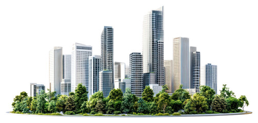 Obraz premium PNG Realistic modern cityscape architecture buildings skyscrapers.