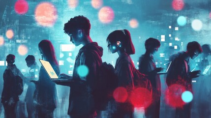 Digital age youth immersed in technology and virtual reality environments