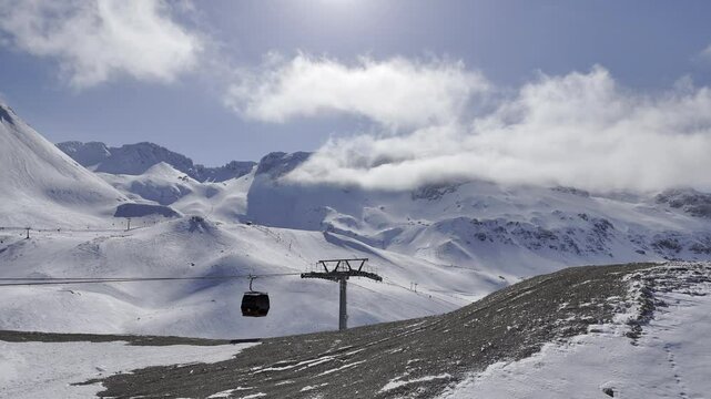 Ski lift snow. High quality video