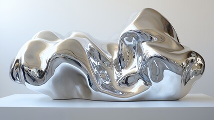 Shiny Abstract Sculpture Contemporary Art Piece for Modern Decor Use