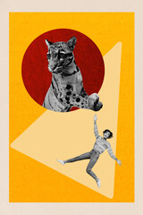 3D collage trend artwork composite sketch poster of exotic leopard animal wild life safari savanna...