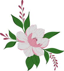 Simple delicate hand drawn flower. Trendy vector botanical illustration on white background