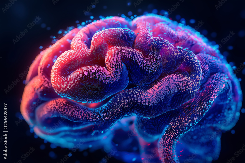 Poster Floating numbers and vibrant colors create a mesmerizing brain structure