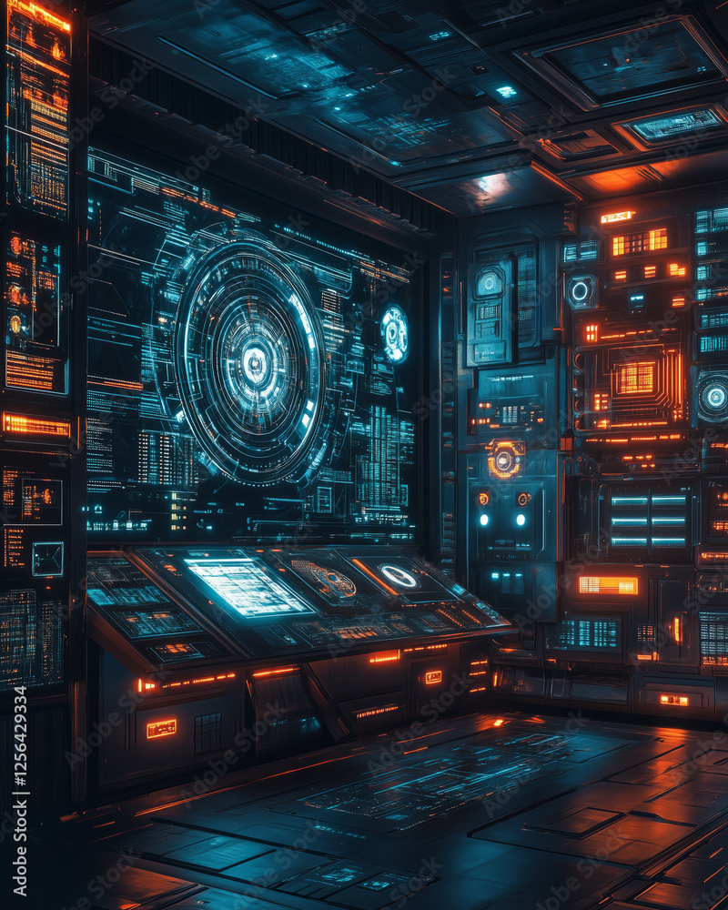 Poster Complex quantum cryptography interface showcasing intricate data patterns