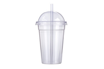 Clear plastic cup with a straw in it