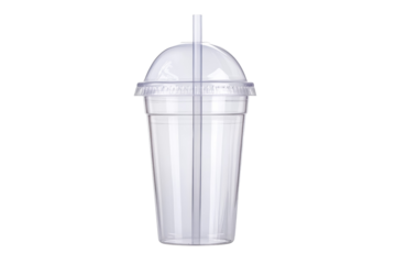 Clear plastic cup with a straw in it