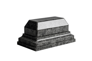 Black stone casket with a white top