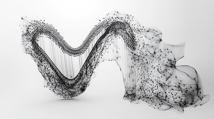 Naklejka premium Harp of the particles. Harp consists of circles and points. Vector illustration.