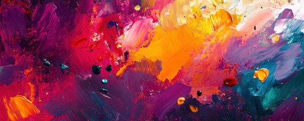 Vibrant abstract painting with bold colorful brushstrokes