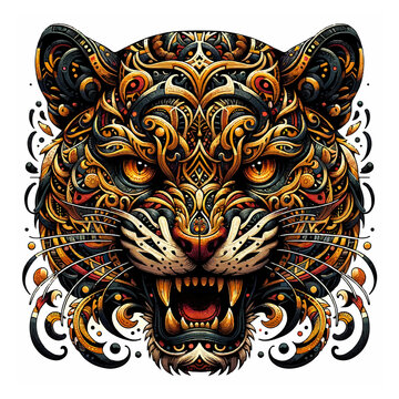 giaguaro tribale tatuaggio simbolo di forza e potenza. Generative AI