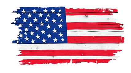 American Pride: Flag on Weathered Wood