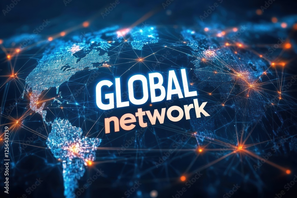 Aufkleber visual representation of a global network highlighting interconnected data points