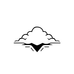 Black and White cloud landscape, stylized logo, cloud, minimal design, artistic rendering, minimalist aesthetic.