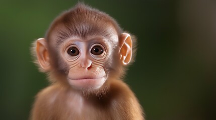 Curious baby monkey gazes into the camera in a natural setting