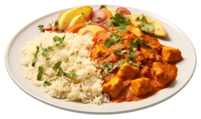 PNG Plate food curry meal.