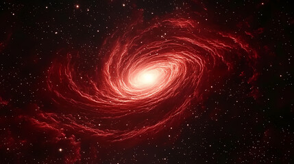 Vibrant crimson nebula swirls amidst a sea of twinkling stars, illuminated by a radiant central light, evoking a sense of cosmic wonder and celestial mystery. Crimson Nebulas. Illustration