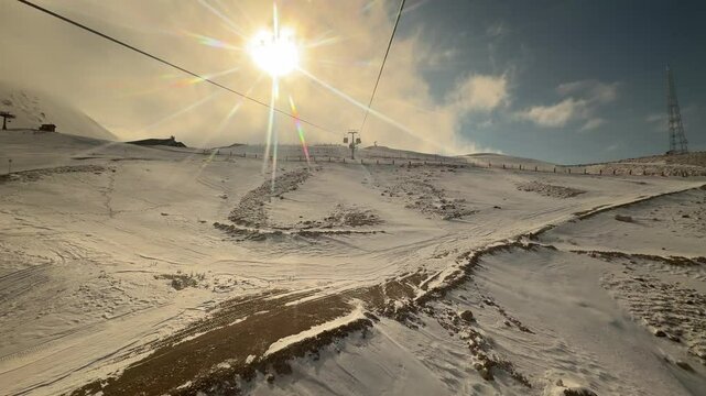 Ski lift snow. High quality video