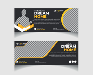 Vector construction social media post cover template design	
