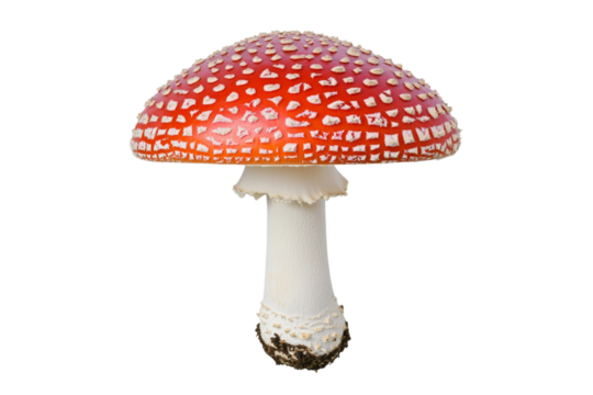 Red and white mushroom with a white stem
