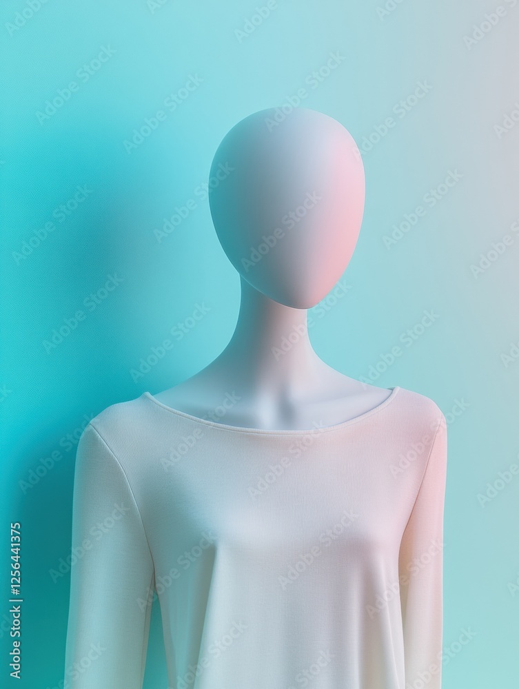 Aufkleber stylish mannequin in contemporary outfit against a pastel backdrop with clean lighting and space for