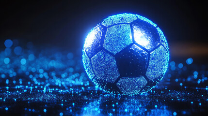 Fototapeta premium American football of blue glowing dots. American football made up of particles. Vector illustration