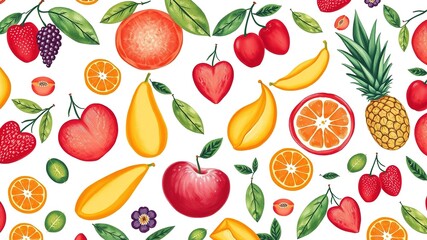 Obraz premium Botanical Burst: Captivating Boho Fruit Wall Art