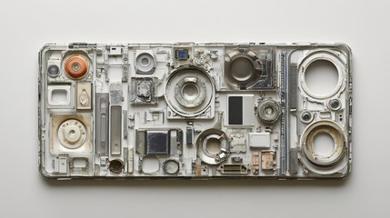 Phone from the particles. The phone scattered on the circles and points.