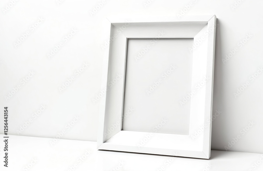Aufkleber Photo of empty upright instant frame casting shadow on white surface. Blank clean background for memories photos presentation. Minimalistic design, simplicity with clean elegant stylish look. Frame