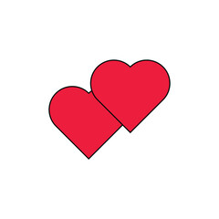 Double red hearts icon. Love symbol modern, simple, vector, icon for website design, mobile app, ui. Vector Illustration