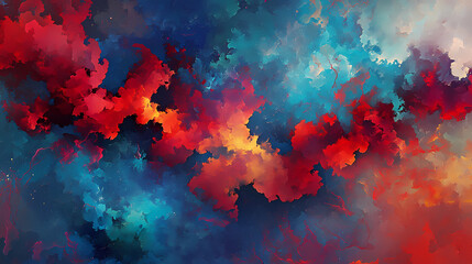 Crimson and azure in a digital nebula: a cosmic abstract dream generative ai. cosmic nebula dreams. illustration. Crimson Nebulas. Illustration