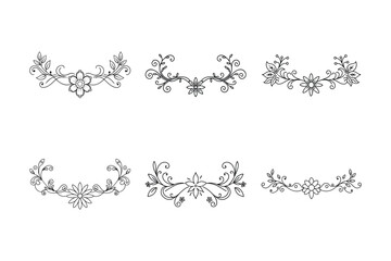 set of floral design elements