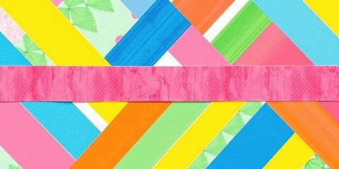 Colorful Patterned Background with Decorative Washi Tape